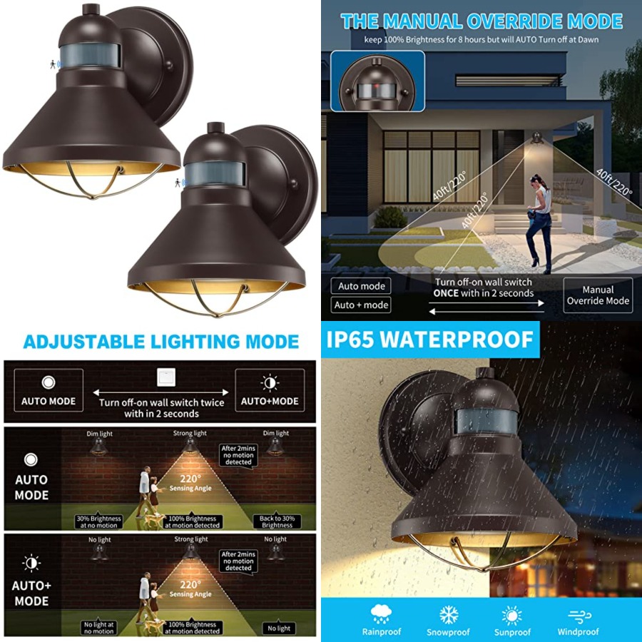 Outdoor Lighting With Sensor - 2 Pack Motion Sensor Outdoor LED