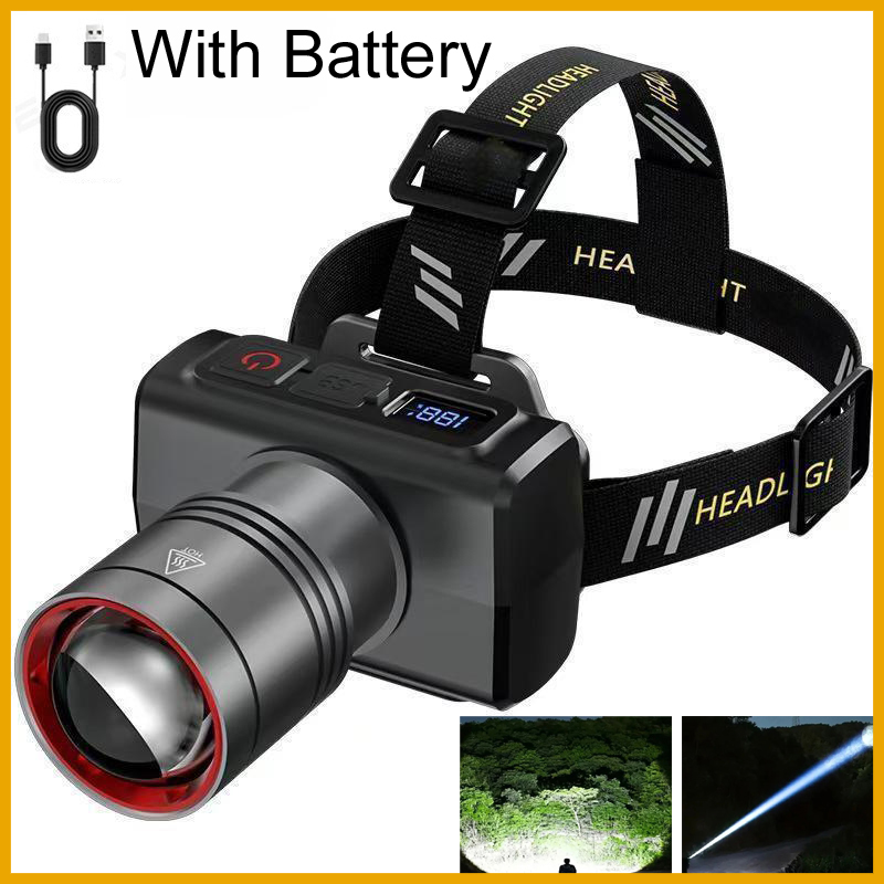 Outdoor Lighting With Sensor - 2026 LED digital Rechargeable Headlamp Super