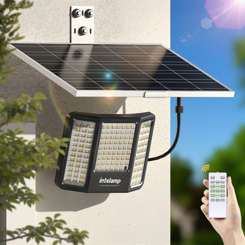 Dusk To Dawn Bulb - intelamp Solar Flood Lights 2000LM 20000mAh