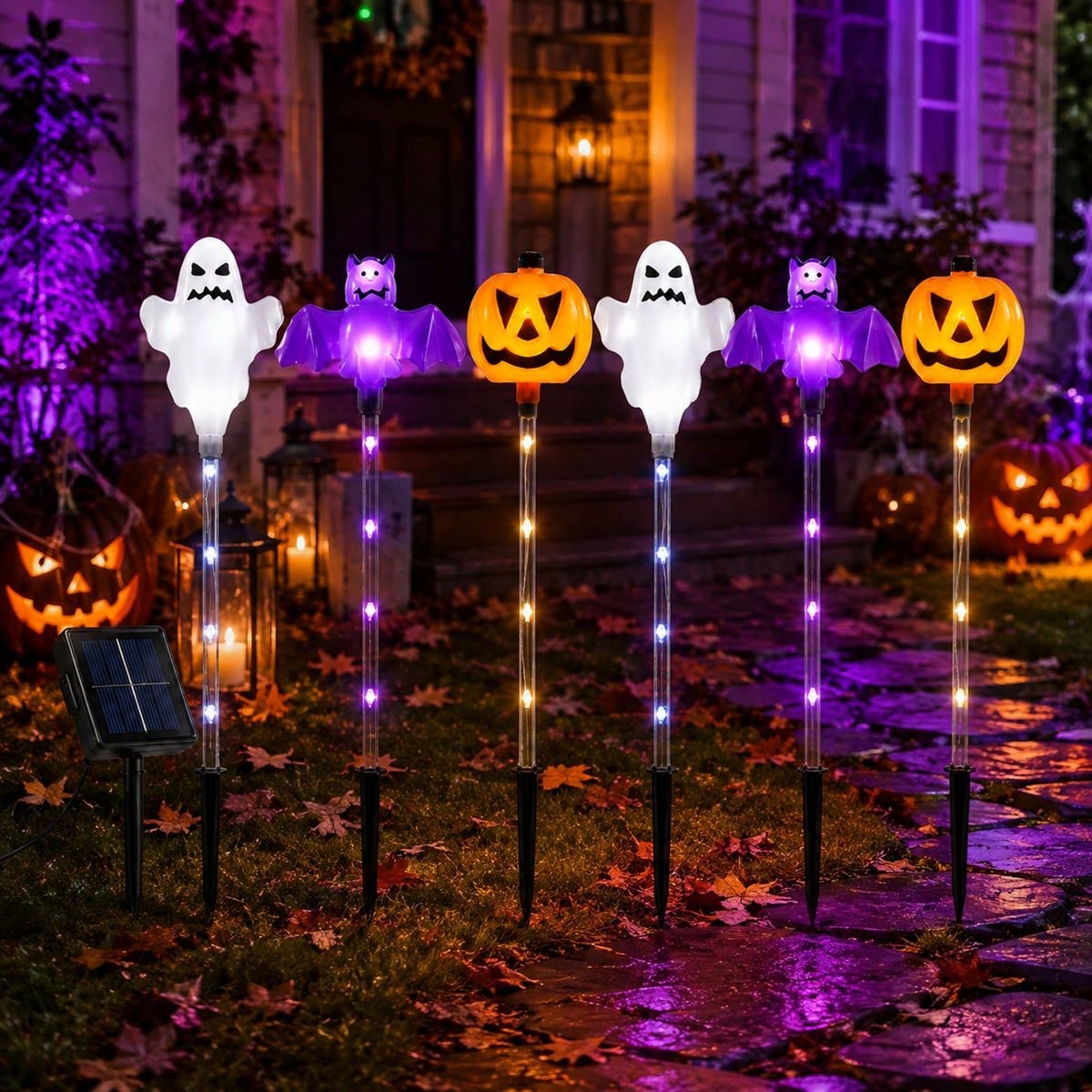 Outdoor Lighting Ideas For Party - 1 Set 6pcs Halloween Solar Pumpkin