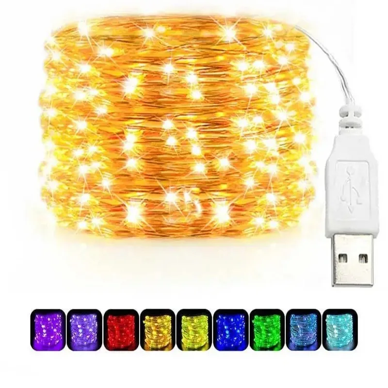Outdoor Lighting Sconce - USB LED String Lights Copper Silver