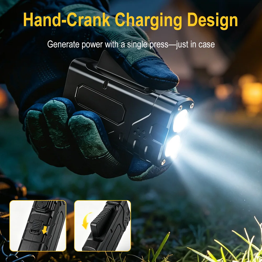 BORUIiT Hand Crank EDC LED Fla - Outdoor Lighting Ideas recension och pris