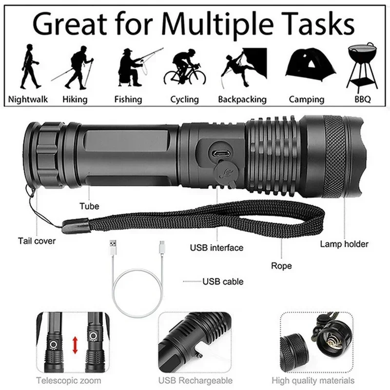 High Power XHP70 Led Flashligh - Outdoor Lighting Ideas recension och pris